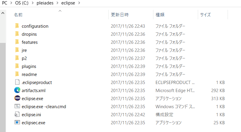 Eclipseフォルダ構成